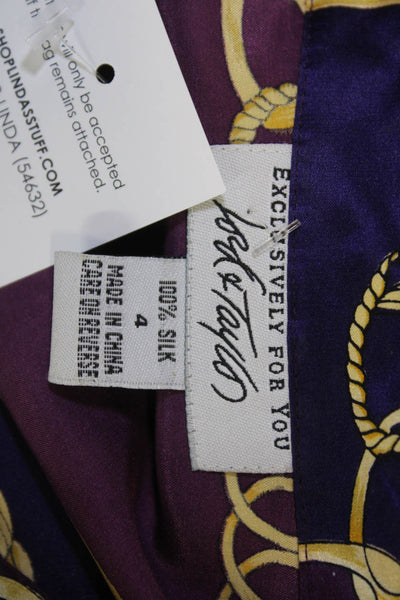 Lord & Taylor Women Purple Silk Collared Button Up Long Sleeve Blouse Size S