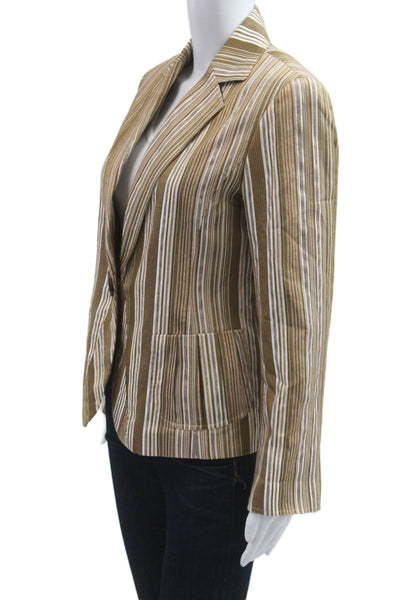 Lafayette 148 New York Womens Beige Blazer Silk Blend Long Sleeve Size 4