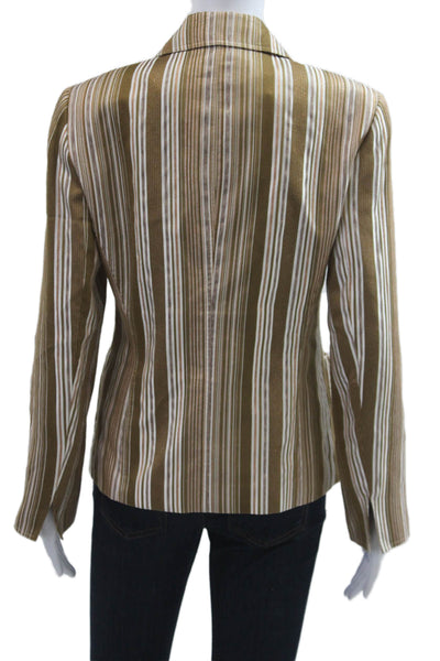 Lafayette 148 New York Womens Beige Blazer Silk Blend Long Sleeve Size 4