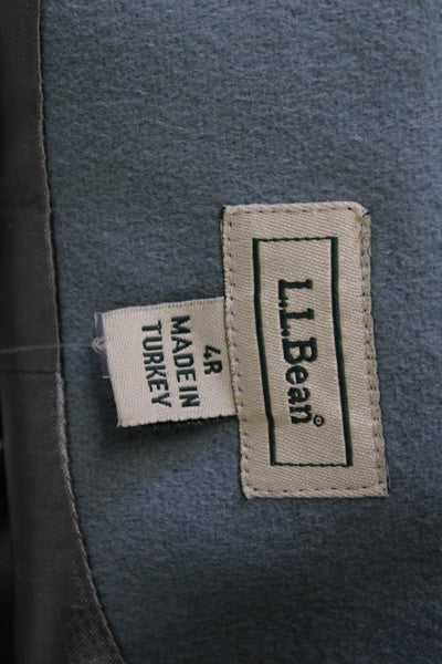 LL Bean Women Classic Green Wool Cashmere Blazer Long Sleeve Size 4