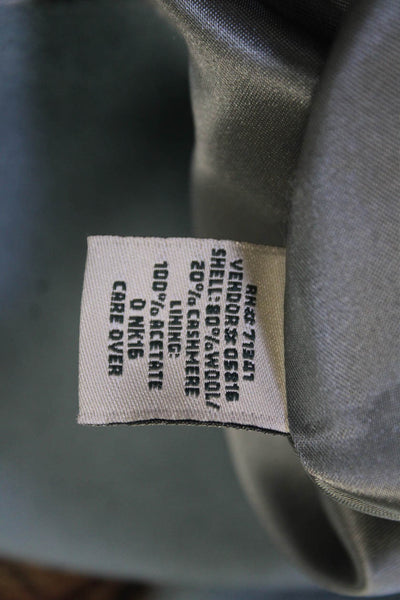 LL Bean Women Classic Green Wool Cashmere Blazer Long Sleeve Size 4