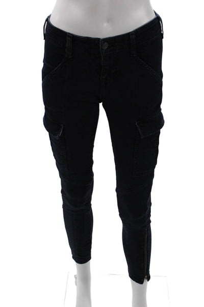 J Brand Women Ankle Cargo Pants Dark Blue Low Rise Button Size 26
