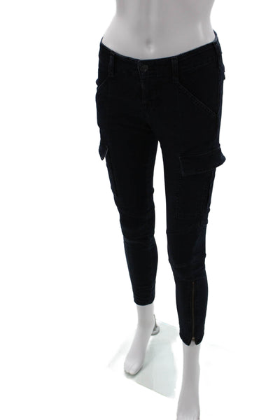 J Brand Women Ankle Cargo Pants Dark Blue Low Rise Button Size 26