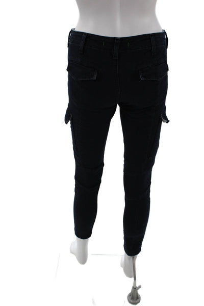 J Brand Women Ankle Cargo Pants Dark Blue Low Rise Button Size 26