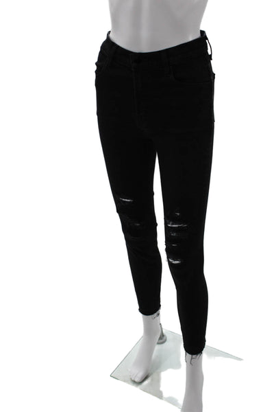 J Brand Women Skinny Ankle Jeans Black High Rise Button Size 27