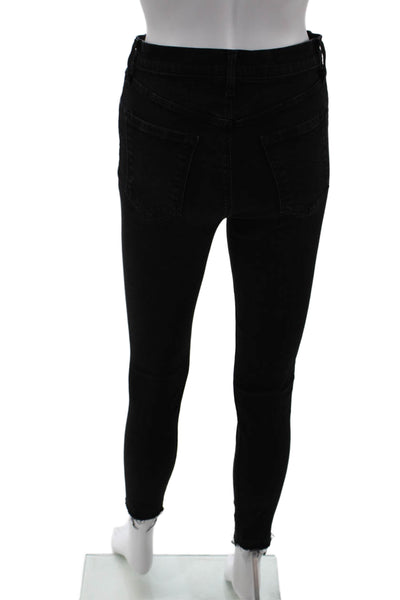 J Brand Women Skinny Ankle Jeans Black High Rise Button Size 27