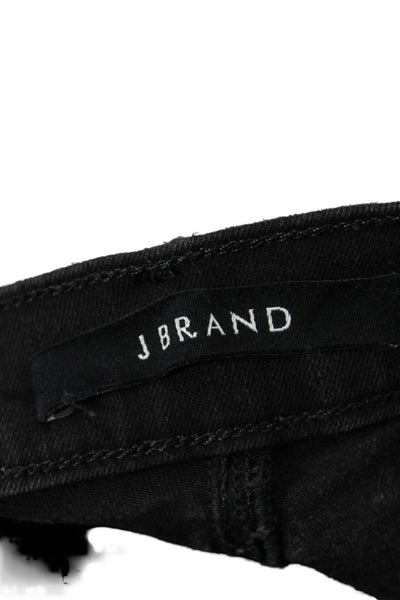 J Brand Women Skinny Ankle Jeans Black High Rise Button Size 27