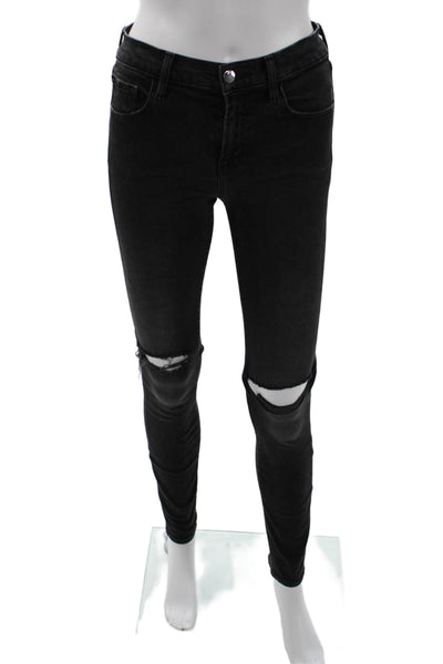 J Brand Womens Skinny Ankle Jeans Black High Rise Zip Size 26