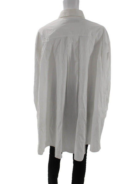 Juun-J Women White Collared Button-Up Long Sleeve Basic Top Size 34 Petite