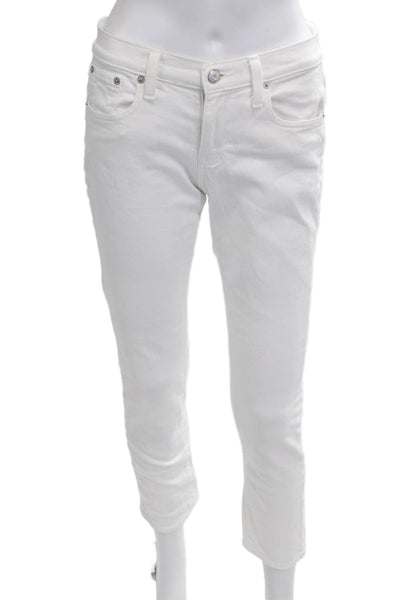 J Crew Women White Cropped Boyfriend Jeans Button Fly Size 24