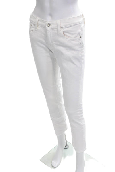 J Crew Women White Cropped Boyfriend Jeans Button Fly Size 24