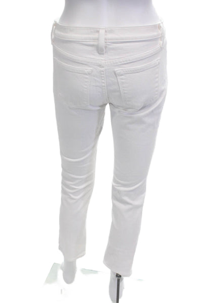 J Crew Women White Cropped Boyfriend Jeans Button Fly Size 24