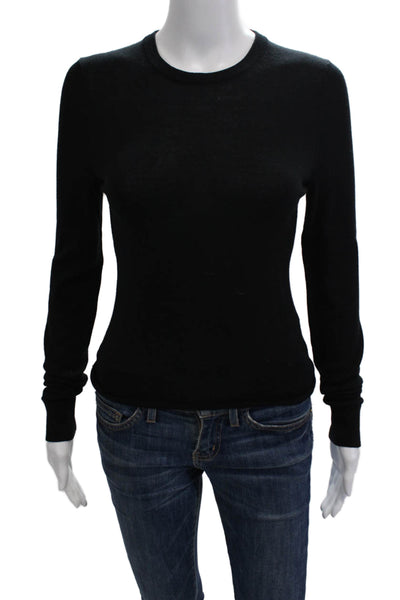J Crew Women Pullover Sweater Black Merino Wool Crew Neck Long Sleeve Size S