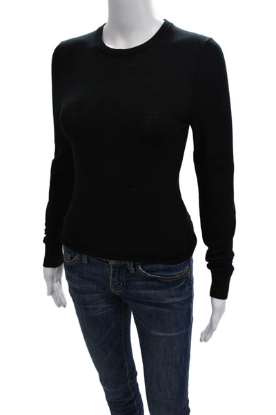 J Crew Women Pullover Sweater Black Merino Wool Crew Neck Long Sleeve Size S