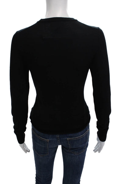 J Crew Women Pullover Sweater Black Merino Wool Crew Neck Long Sleeve Size S
