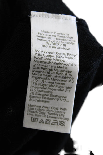 J Crew Women Pullover Sweater Black Merino Wool Crew Neck Long Sleeve Size S