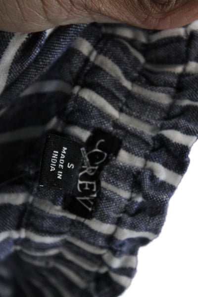 J Crew Womens Dark Blue Striped Linen Cropped Pants Size M