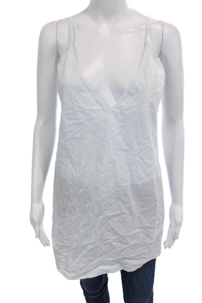 Significant Other Women V-Neck Sleeveless Tank Top Blue 100% Cotton Size S