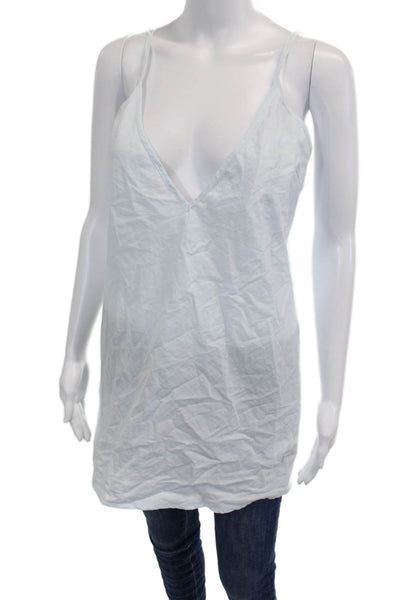 Significant Other Women V-Neck Sleeveless Tank Top Blue 100% Cotton Size S