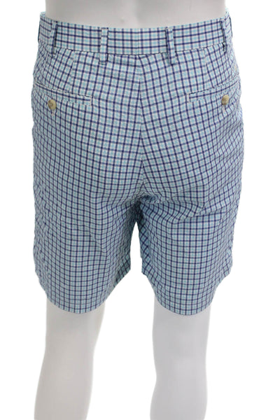 Peter Millar Mens Blue Check Chino Shorts Size 34