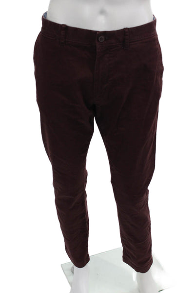 J Crew Mens Chinos Brown Button Fly Inseam 32 97% Cotton Size 34