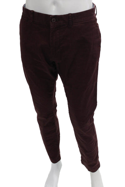 J Crew Mens Chinos Brown Button Fly Inseam 32 97% Cotton Size 34