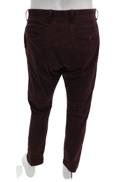 J Crew Mens Chinos Brown Button Fly Inseam 32 97% Cotton Size 34