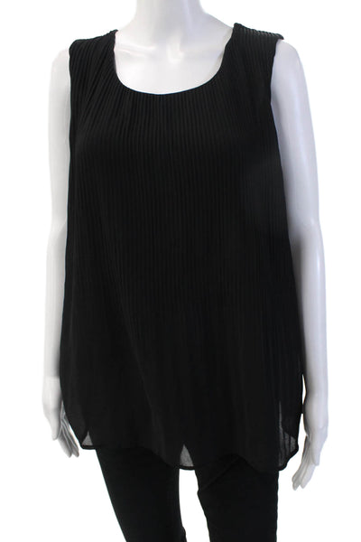 Pleione Womens Black Sleeveless Tunic Tank Round Neck Polyester Size M