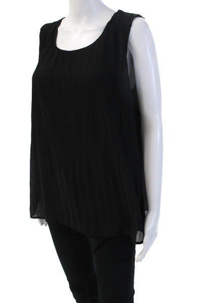 Pleione Womens Black Sleeveless Tunic Tank Round Neck Polyester Size M