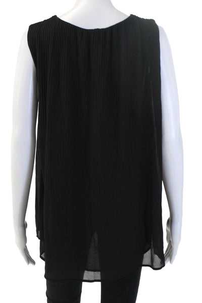 Pleione Womens Black Sleeveless Tunic Tank Round Neck Polyester Size M