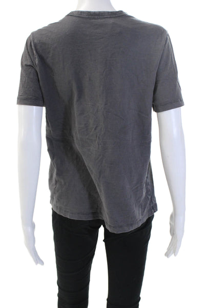 Universal Thread Women Basic Dark Gray Cotton VNeck Short Sleeve T-Shirt Size M
