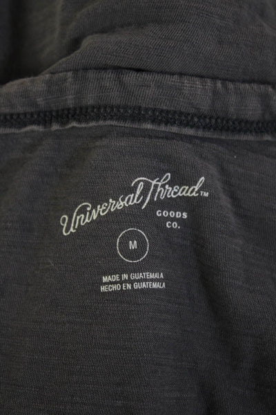 Universal Thread Women Basic Dark Gray Cotton VNeck Short Sleeve T-Shirt Size M