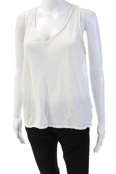 Madewell Women Basic Sleeveless V-Neck Tank White Organic Cotton Size M
