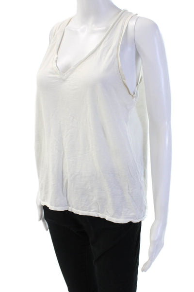 Madewell Women Basic Sleeveless V-Neck Tank White Organic Cotton Size M