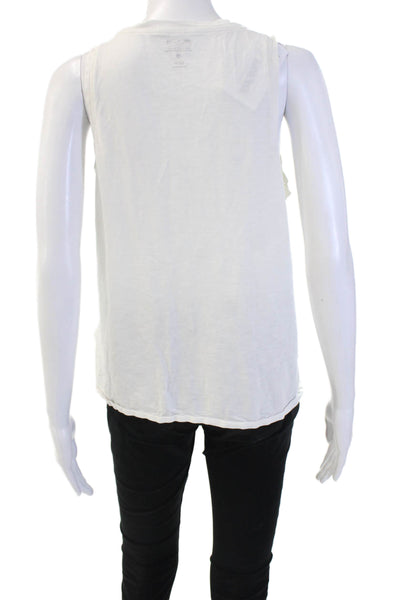 Madewell Women Basic Sleeveless V-Neck Tank White Organic Cotton Size M