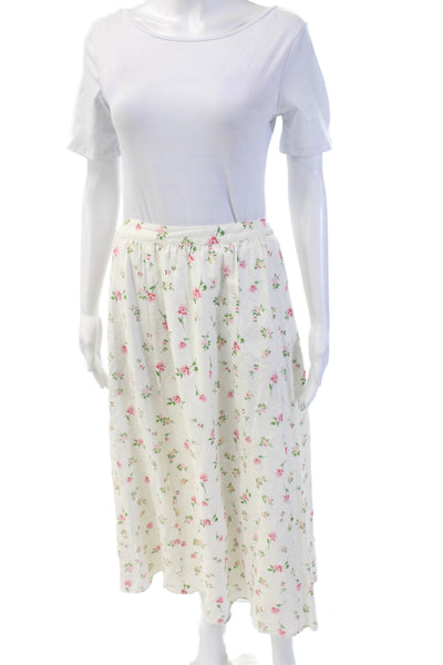 Joie Womens Peasant Maxi Skirt White Floral Linen Rayon Size M