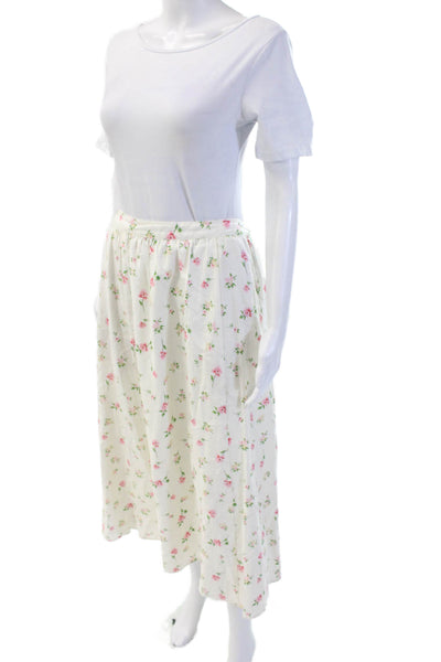 Joie Womens Peasant Maxi Skirt White Floral Linen Rayon Size M