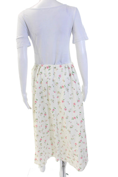 Joie Womens Peasant Maxi Skirt White Floral Linen Rayon Size M