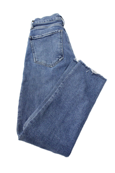 Agolde Womens Cropped Straight Jeans Blue Mid Rise Button Size 23