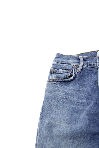 Agolde Womens Cropped Straight Jeans Blue Mid Rise Button Size 23