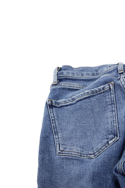 Agolde Womens Cropped Straight Jeans Blue Mid Rise Button Size 23
