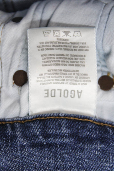 Agolde Womens Cropped Straight Jeans Blue Mid Rise Button Size 23