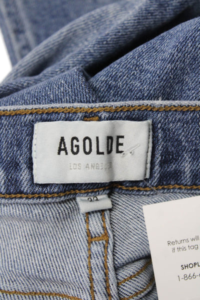 Agolde Womens Cropped Straight Jeans Blue Mid Rise Button Size 23