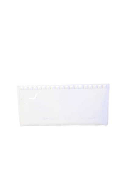 Carmen Sol Womens Studded Trim Large Clutch Handbag White