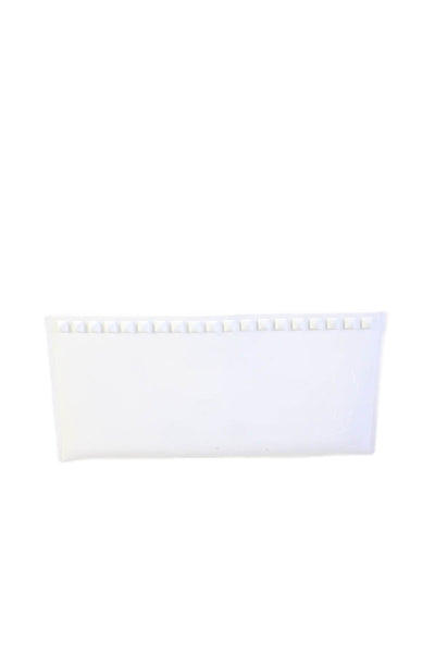 Carmen Sol Womens Studded Trim Large Clutch Handbag White