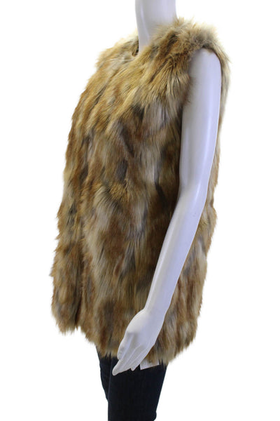 Bernardo Womens Brown Animal Print Sleeveless Vest Acrylic Size S