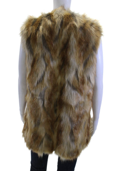 Bernardo Womens Brown Animal Print Sleeveless Vest Acrylic Size S