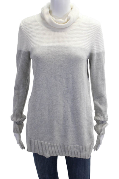 Tahari Women Turtleneck Pullover Sweater Longsleeve Button Gray Size M
