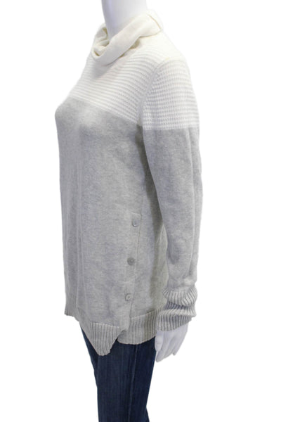 Tahari Women Turtleneck Pullover Sweater Longsleeve Button Gray Size M