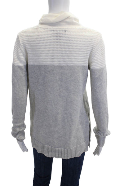 Tahari Women Turtleneck Pullover Sweater Longsleeve Button Gray Size M